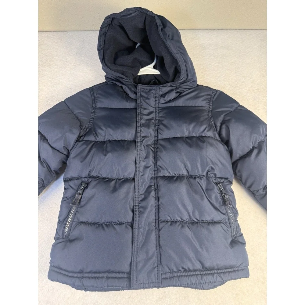 Old Navy Frost Free Puffer Jacket Toddler 4T Navy Blue Hooded Winter Coat
